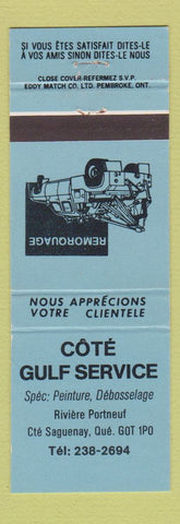 Matchbook Cover - Cote Gulf Service oil gas Saguenay QC BLUE