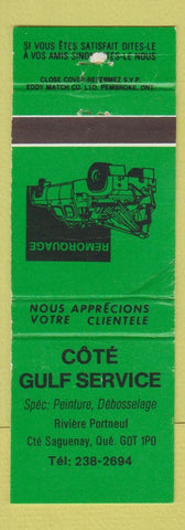 Matchbook Cover - Cote Gulf Service oil gas Saguenay QC GREEN WEAR
