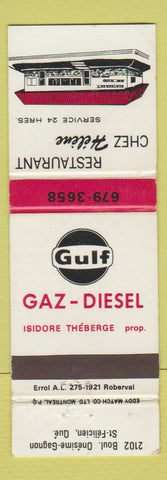 Matchbook Cover - Gulf oil gas Restaurant Chez Helene St Felicien QC