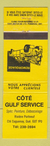 Matchbook Cover - Cote Gulf Service oil gas Saguenay QC YELLOW