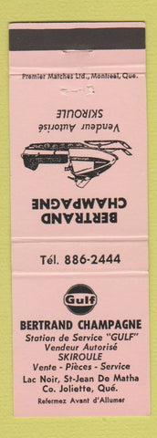 Matchbook Cover - Gulf oil gas Bertrand Champagne Joliette QC