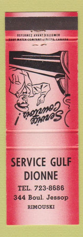 Matchbook Cover - Gulf oil gas Dionne Rimouski QC