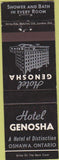 Matchbook Cover - Hotel Genosha Oshawa ON