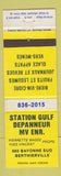 Matchbook Cover - Station Gulf oil gas Berthierville QC WEAR