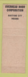 Matchbook Cover - Overhead Door Corp Hartford City IN