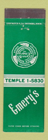 Matchbook Cover - Emery's Printers Stationers Detroit MI