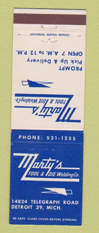 Matchbook Cover - Marty's Tool and Die Welding Detroit MI