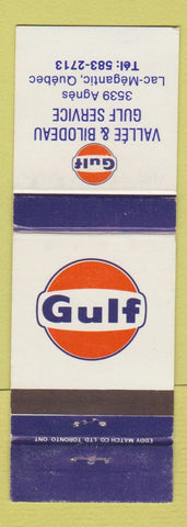 Matchbook Cover - Gulf oil gas Vallee Bilodeau Lac Megantic QC