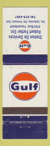 Matchbook Cover Gulf oil gas Station de Services Robert Fortier Portneuf QC WEAR