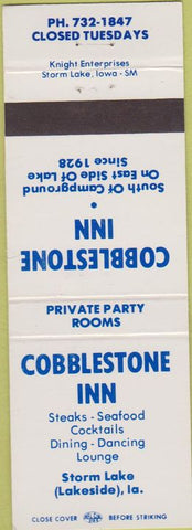 Matchbook Cover - Cobblestone Inn Storm Lake IA