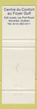 Matchbook Cover - Gulf oil gas Centre du Confort Montreal QC