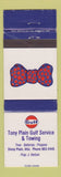 Matchbook Cover - Gulf oil gas Tony Plain Stony Plain AB