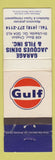 Matchbook Cover - Gulf oil gas Jacques Denis St Ubalde QC WEAR #1