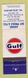 Matchbook Cover - Gulf oil gas Guy Proulx Nicolet QC WEAR