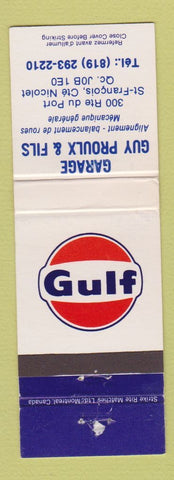 Matchbook Cover - Gulf oil gas Guy Proulx Nicolet QC WEAR