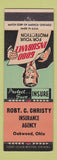 Matchbook Cover - Robert Christy Insurance Oakwood OH
