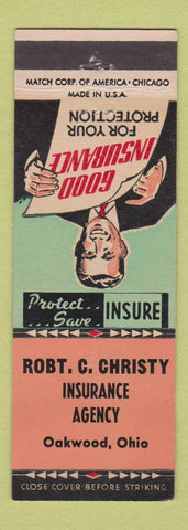 Matchbook Cover - Robert Christy Insurance Oakwood OH