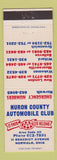 Matchbook Cover - Huron County Auto Club AAA Norwalk OH