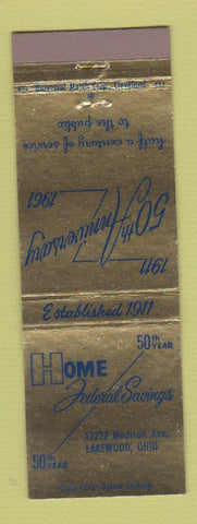 Matchbook Cover - Home Federal Savings Lakewood OH 1961