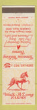 Matchbook Cover - Walk A Long Farms Horses Chagrin Falls OH