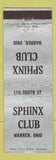 Matchbook Cover - Sphinx Club Warren OH
