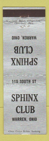 Matchbook Cover - Sphinx Club Warren OH
