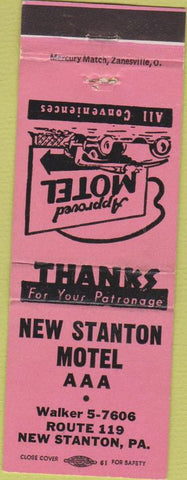 Matchbook Cover - New Stanton Motel New Stanton PA