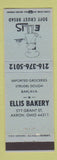 Matchbook Cover - Ellis Bakery Akron OH
