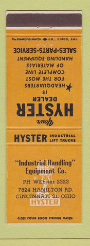 Matchbook Cover - Hyster Industrial Handling Equipment Cincinnati OH