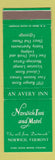 Matchbook Cover - Norwich Inn and Motel Norwich VT