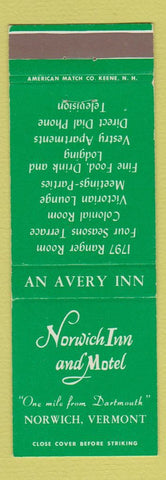 Matchbook Cover - Norwich Inn and Motel Norwich VT