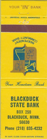 Matchbook Cover - Blackduck State Bank MN