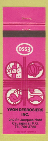 Matchbook Cover - Esso oil gas Yvon Desrosiers Causapscal QC