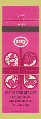 Matchbook Cover - Esso oil gas Caron Dulbuc QC WEAR