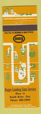 Matchbook Cover - Esso oil gas Happy Landing South River ON TAN