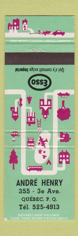 Matchbook Cover - Esso oil gas Andre Henry Quebec QC