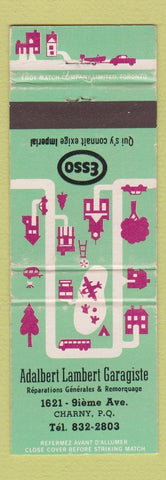 Matchbook Cover - Esso oil gas Adalbert Lambert Charny QC