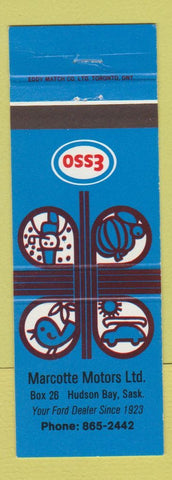 Matchbook Cover - Esso oil gas Marcotte Motors Ford Hudson Bay SK