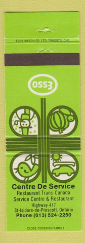 Matchbook Cover - Esso oil gas Centre De Service St Isadore de Prescott ON #2