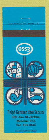 Matchbook Cover - Esso oil gas Ralph Gardner Matane QC