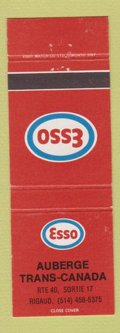 Matchbook Cover - Esso oil gas Auberge Trans Canada Rigaud QC