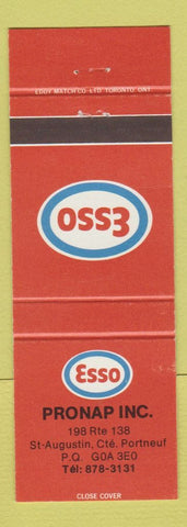 Matchbook Cover - Esso oil gas Pronap St Augustin Portneuf QC