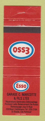 Matchbook Cover - Esso oil gas Marcotte St Basile Portneuf QC WEAR