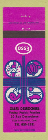 Matchbook Cover - Esso oil gas Gilles Desrochers Ville ST Gabriel QC