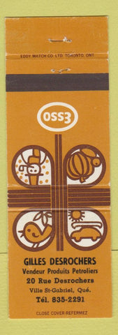 Matchbook Cover - Esso oil gas Gilles Desrochers Ville ST Gabriel QC