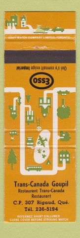 Matchbook Cover - Esso oil gas Trans Canada Goupil Rigaud QC WORN