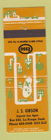 Matchbook Cover - Esso oil gas JS Gibson La Ronge SK WEAR
