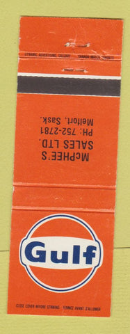 Matchbook Cover - Gulf oil gas McPhee's Melfort SK