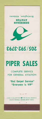 Matchbook Cover - Piper Sales Birmingham Aviation AL airplanes