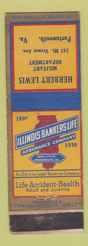 Matchbook Cover - Herbert Lewis Insurance Portsmouth VA WEAR
